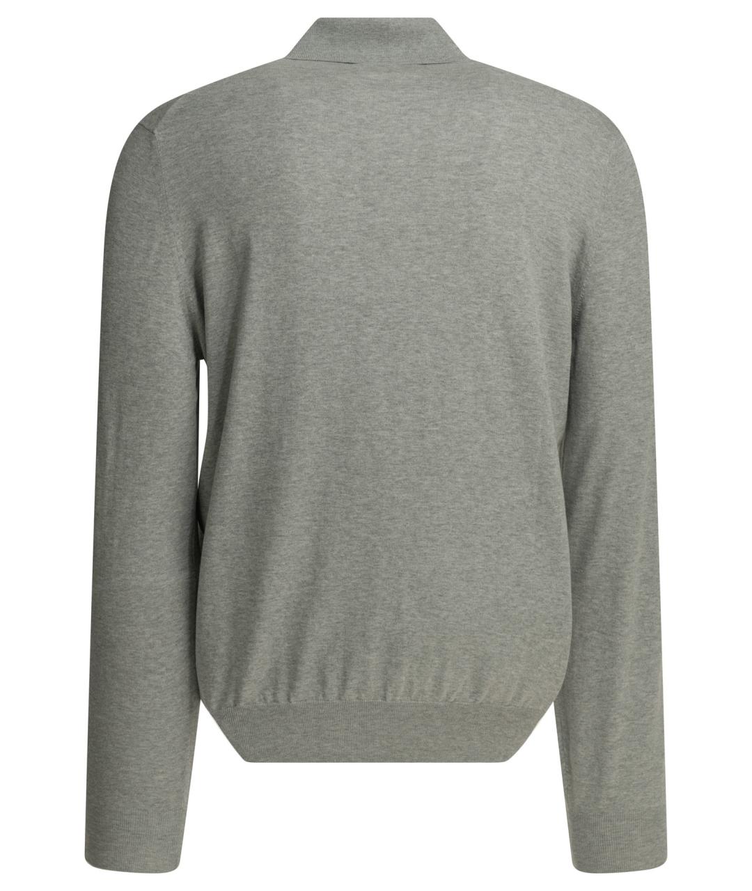 BRUNELLO CUCINELLI Серое хлопковое поло с длинным рукавом, фото 2