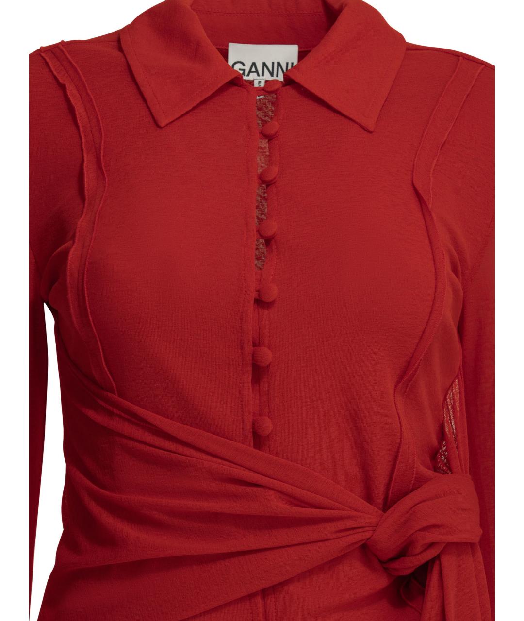 GANNI Красная полиэстеровая рубашка, фото 3