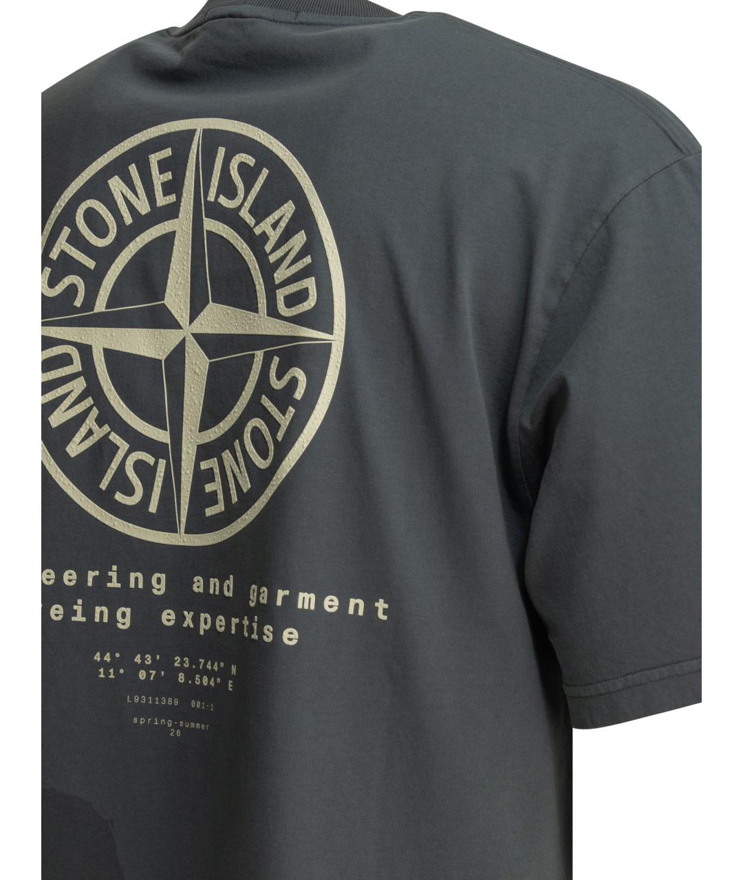 STONE ISLAND Синяя хлопковая футболка, фото 4