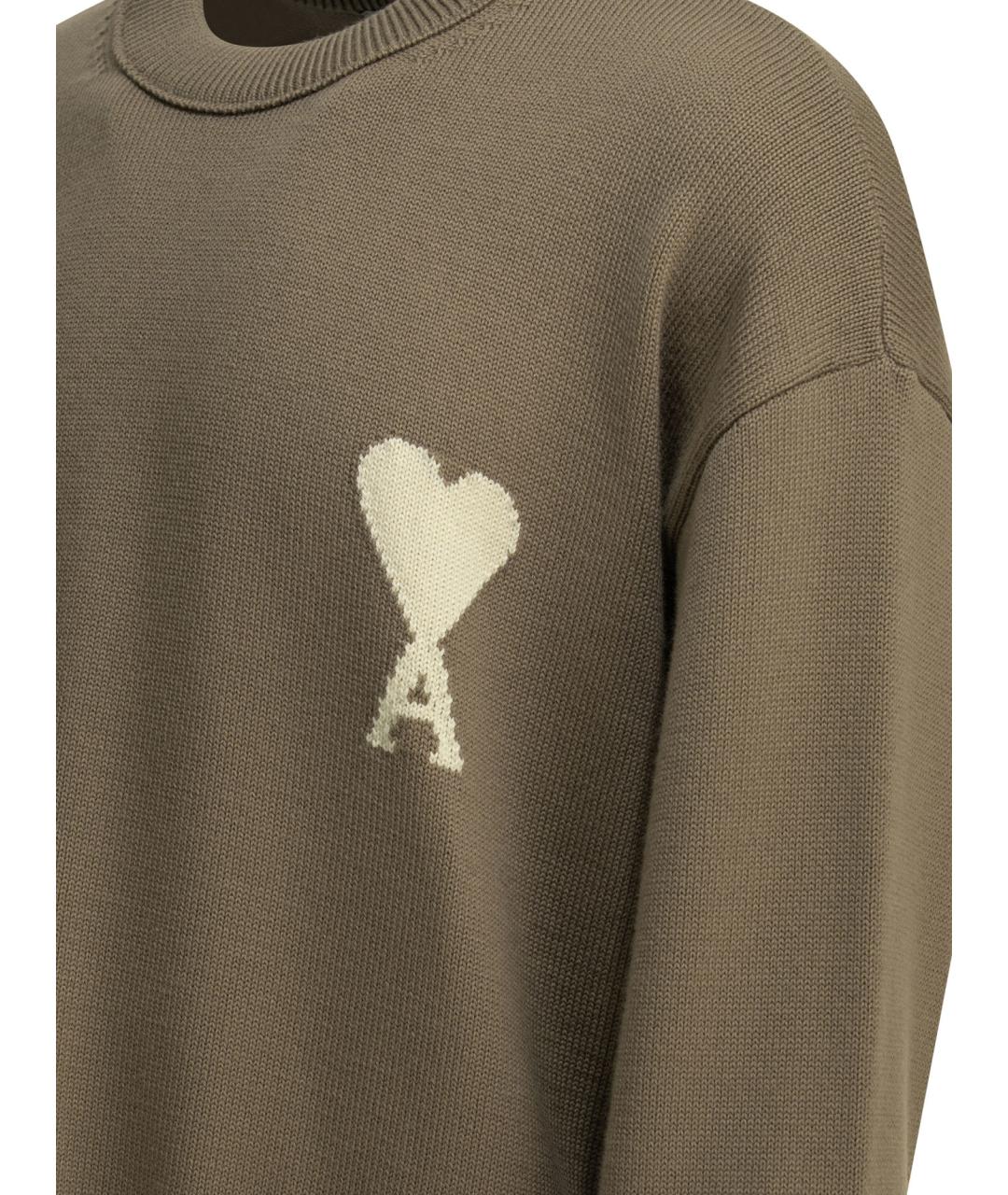 Ami Paris Коричневый шерстяной джемпер / свитер, фото 4