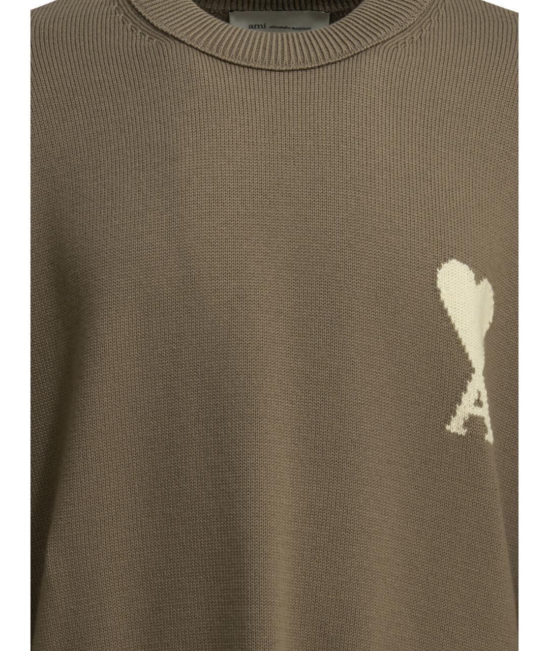 Ami Paris Коричневый шерстяной джемпер / свитер, фото 3
