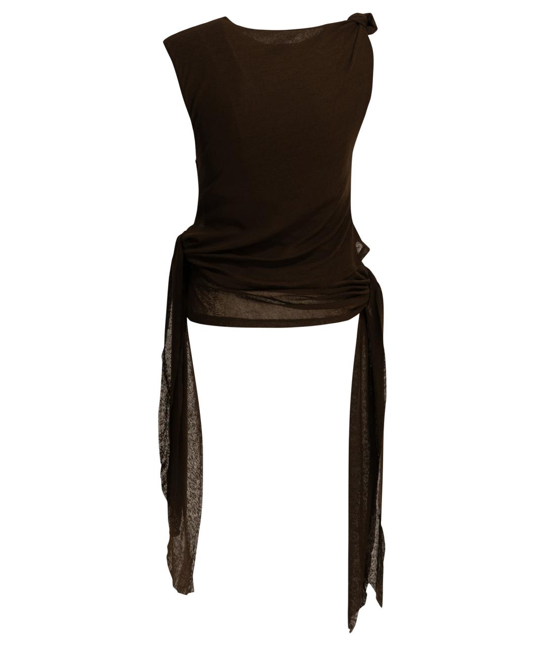 GANNI Коричневая полиэстеровая майка, фото 2