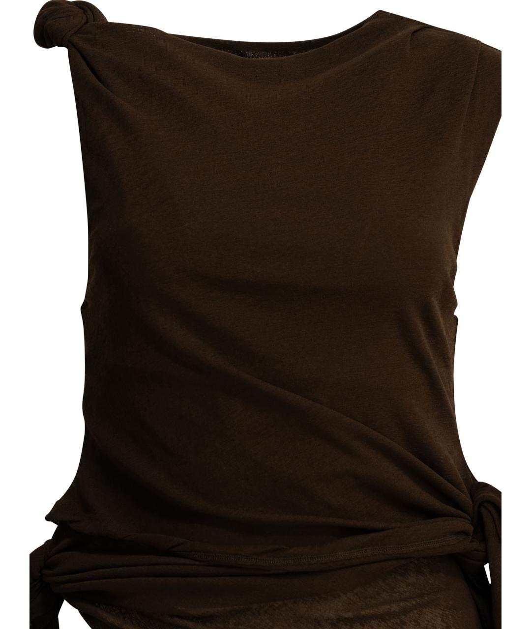 GANNI Коричневая полиэстеровая майка, фото 3
