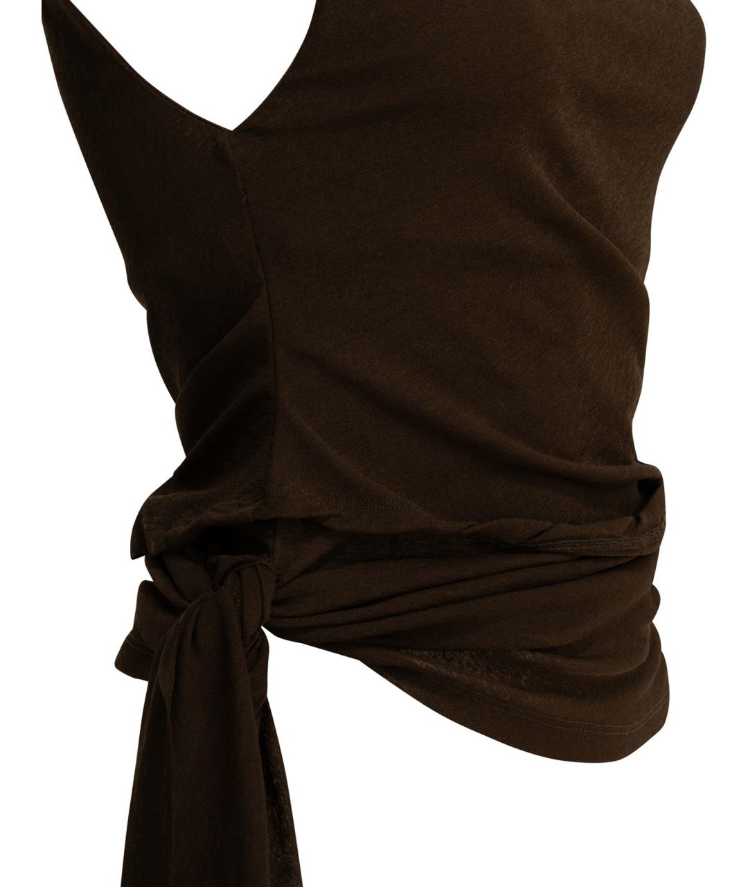 GANNI Коричневая полиэстеровая майка, фото 4