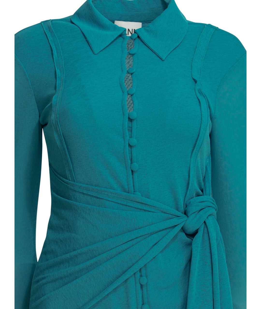 GANNI Голубое полиэстеровое повседневное платье, фото 3