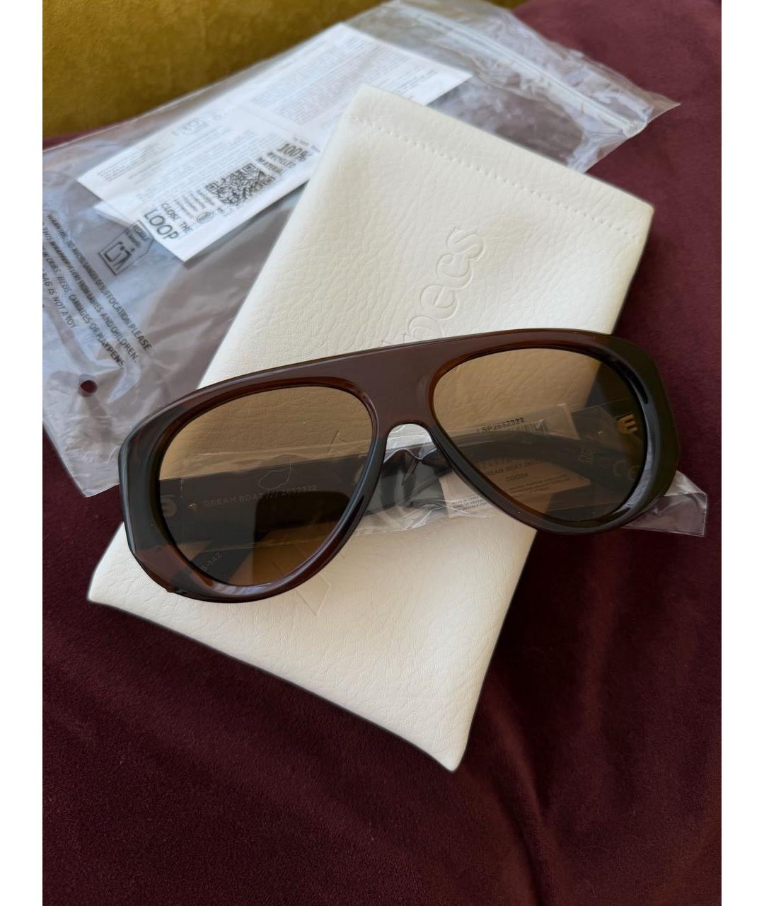 LE SPECS Коричневые пластиковые солнцезащитные очки, фото 4