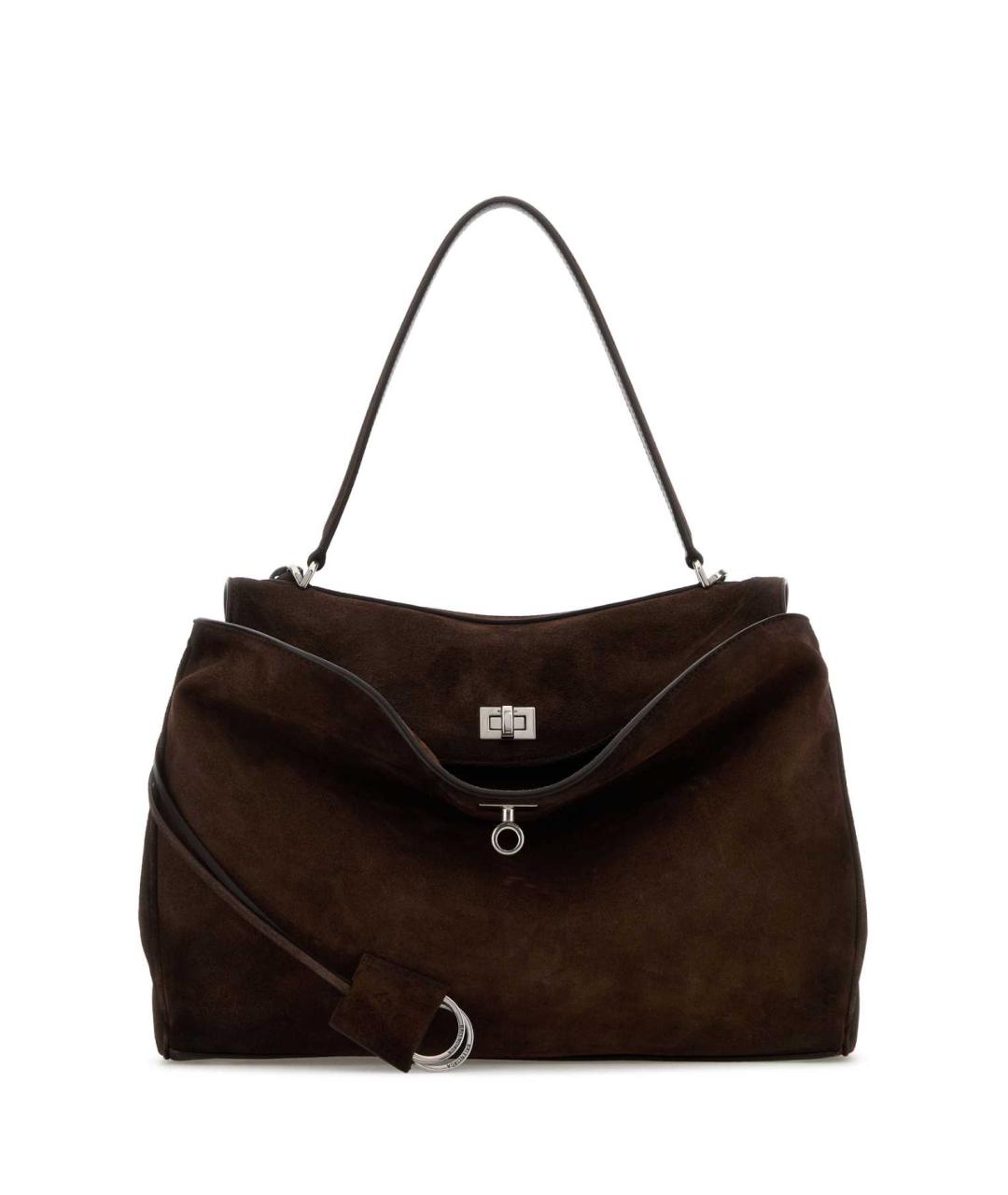 BALENCIAGA Коричневая кожаная сумка с короткими ручками, фото 1