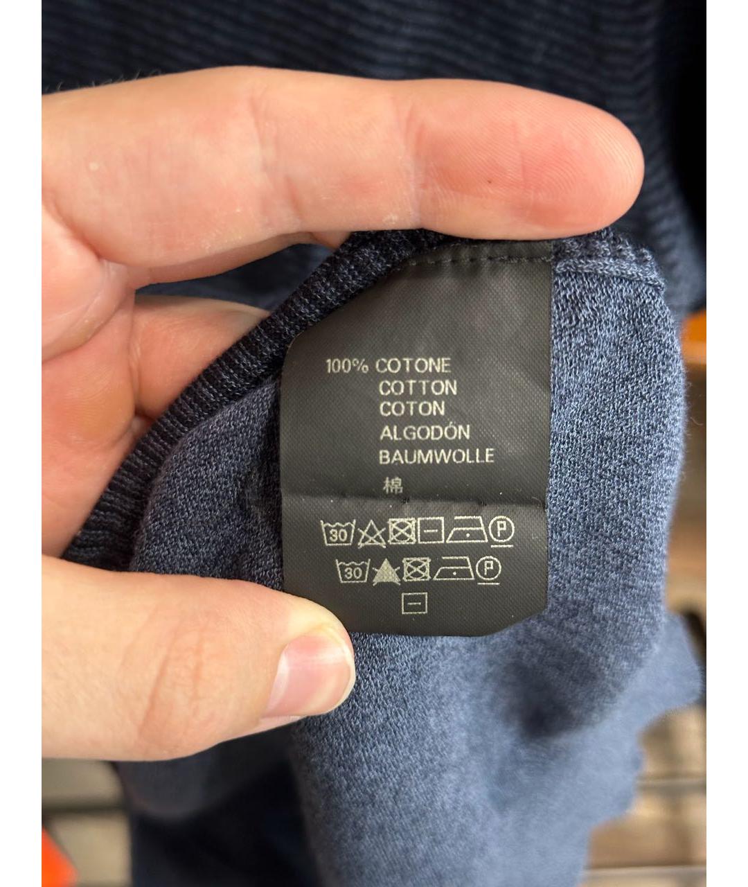 CORNELIANI Синее хлопковое поло с коротким рукавом, фото 4