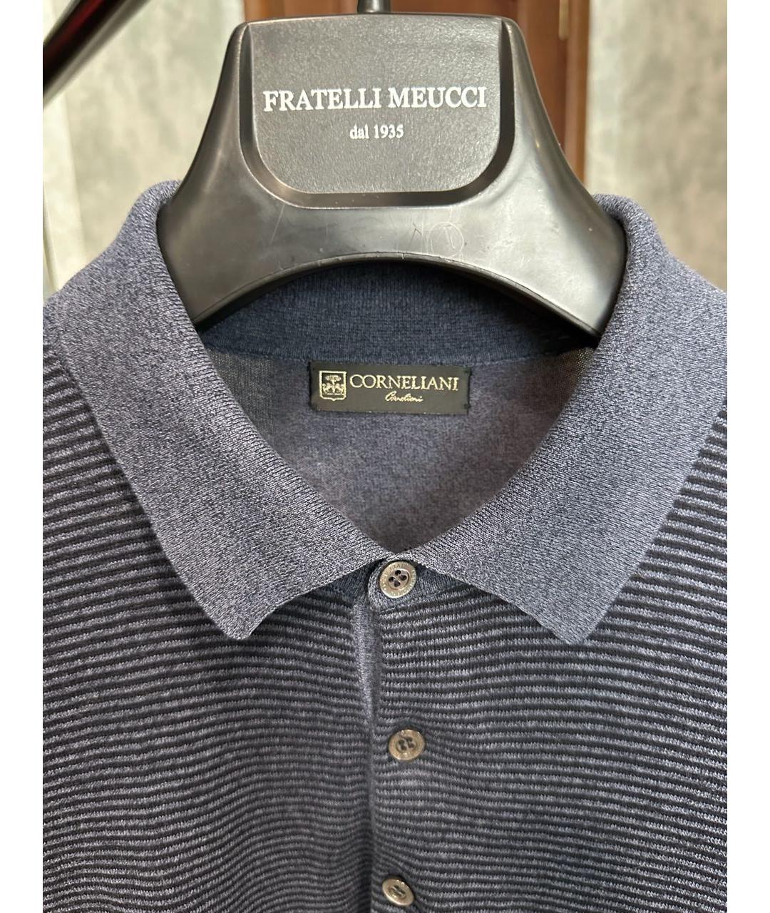 CORNELIANI Синее хлопковое поло с коротким рукавом, фото 3