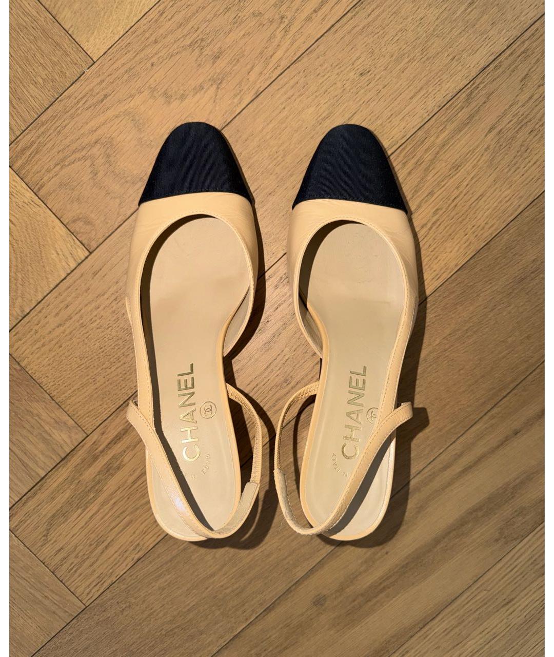 CHANEL Бежевые кожаные туфли, фото 3