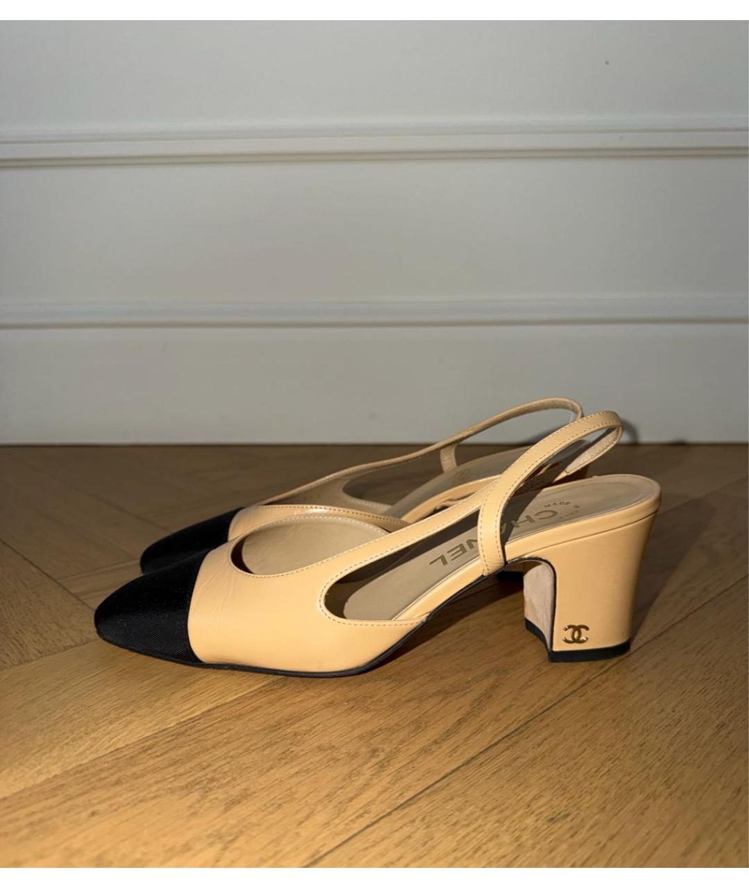 CHANEL Бежевые кожаные туфли, фото 5
