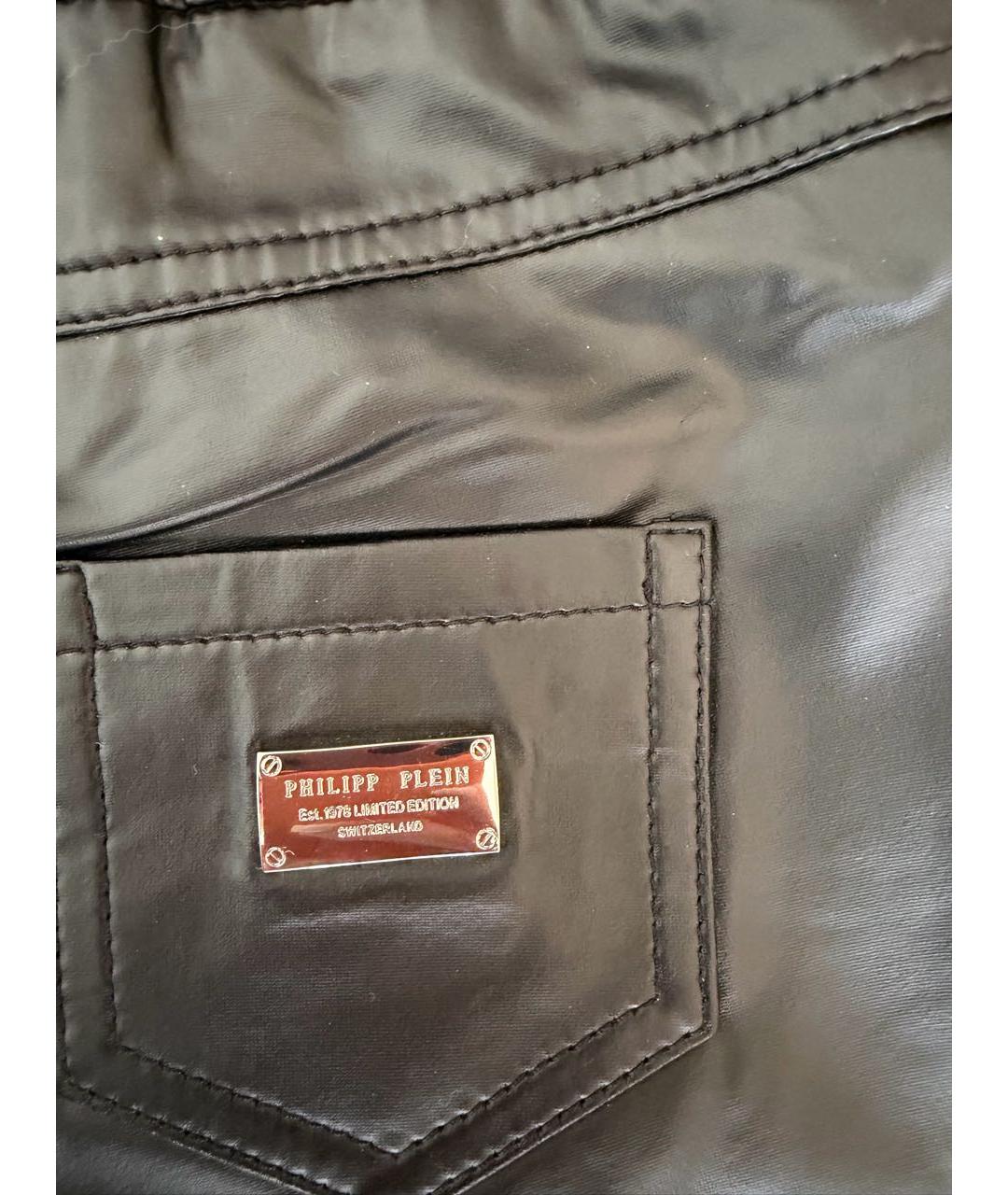 PHILIPP PLEIN Черная кожаная юбка, фото 3