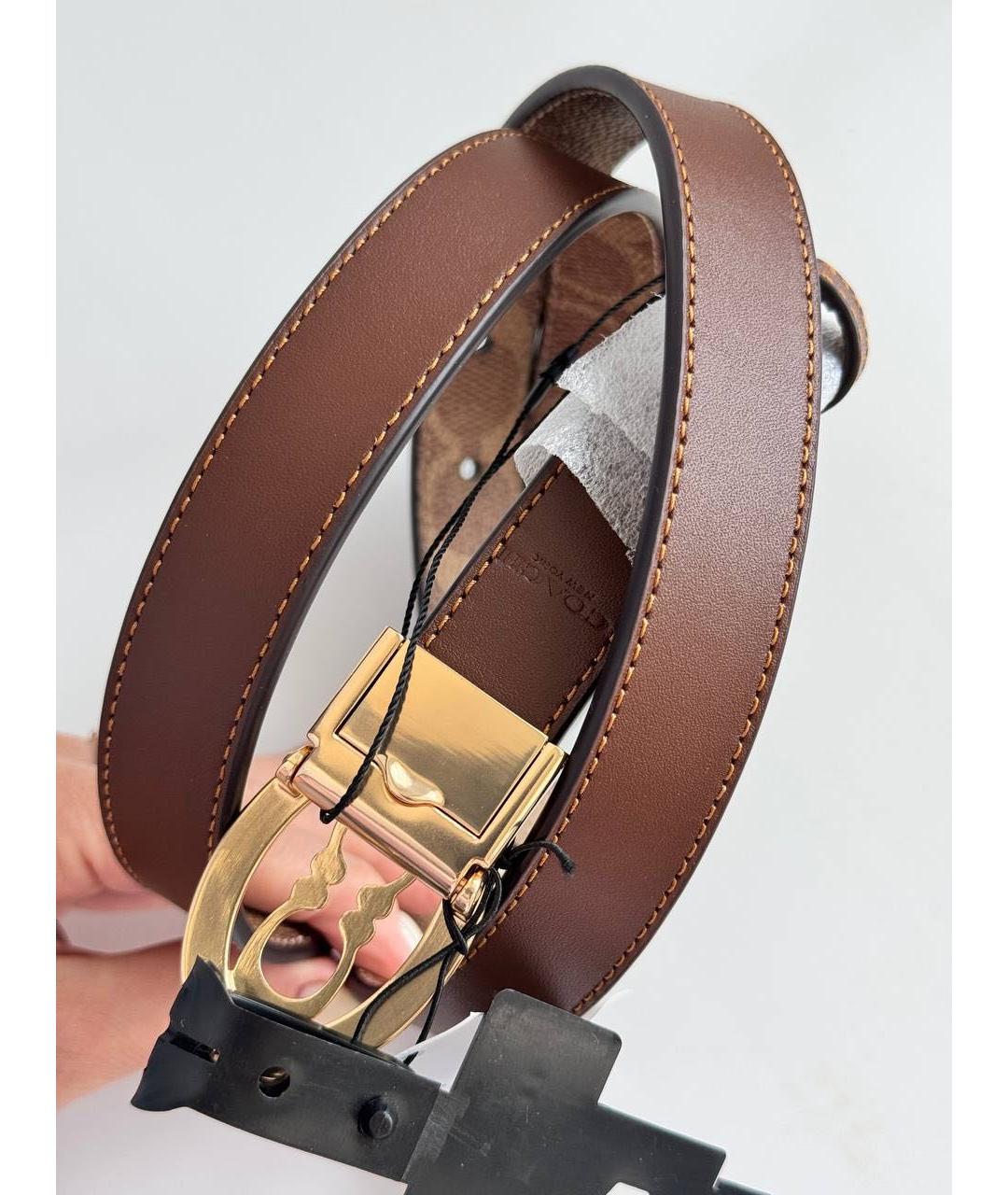 COACH Коричневый кожаный ремень, фото 3