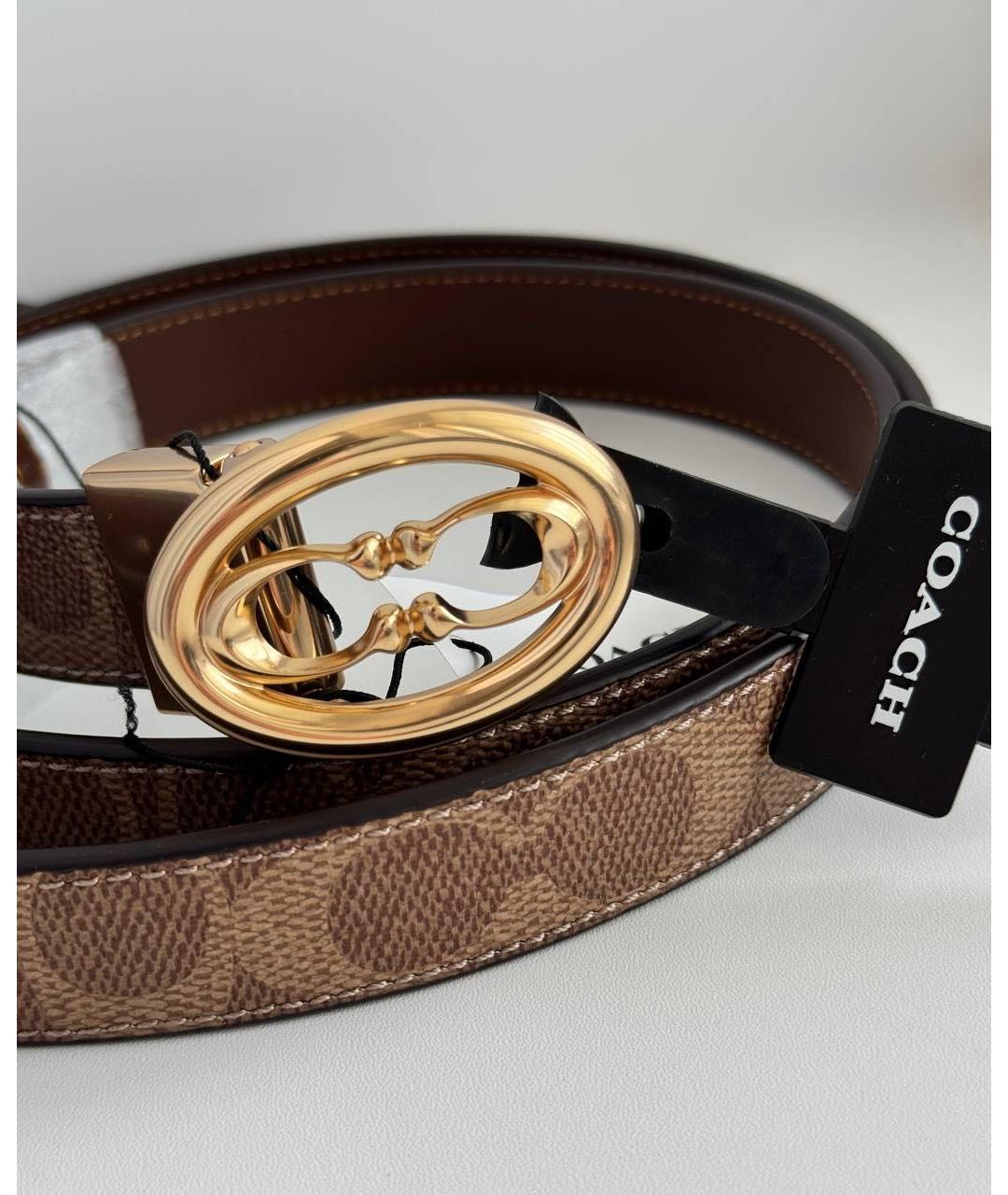 COACH Коричневый кожаный ремень, фото 4
