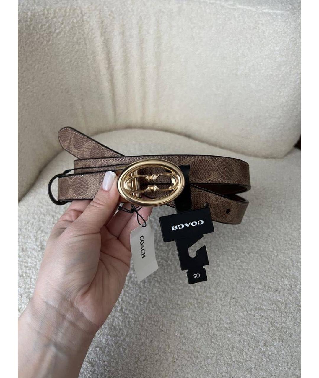 COACH Коричневый кожаный ремень, фото 5