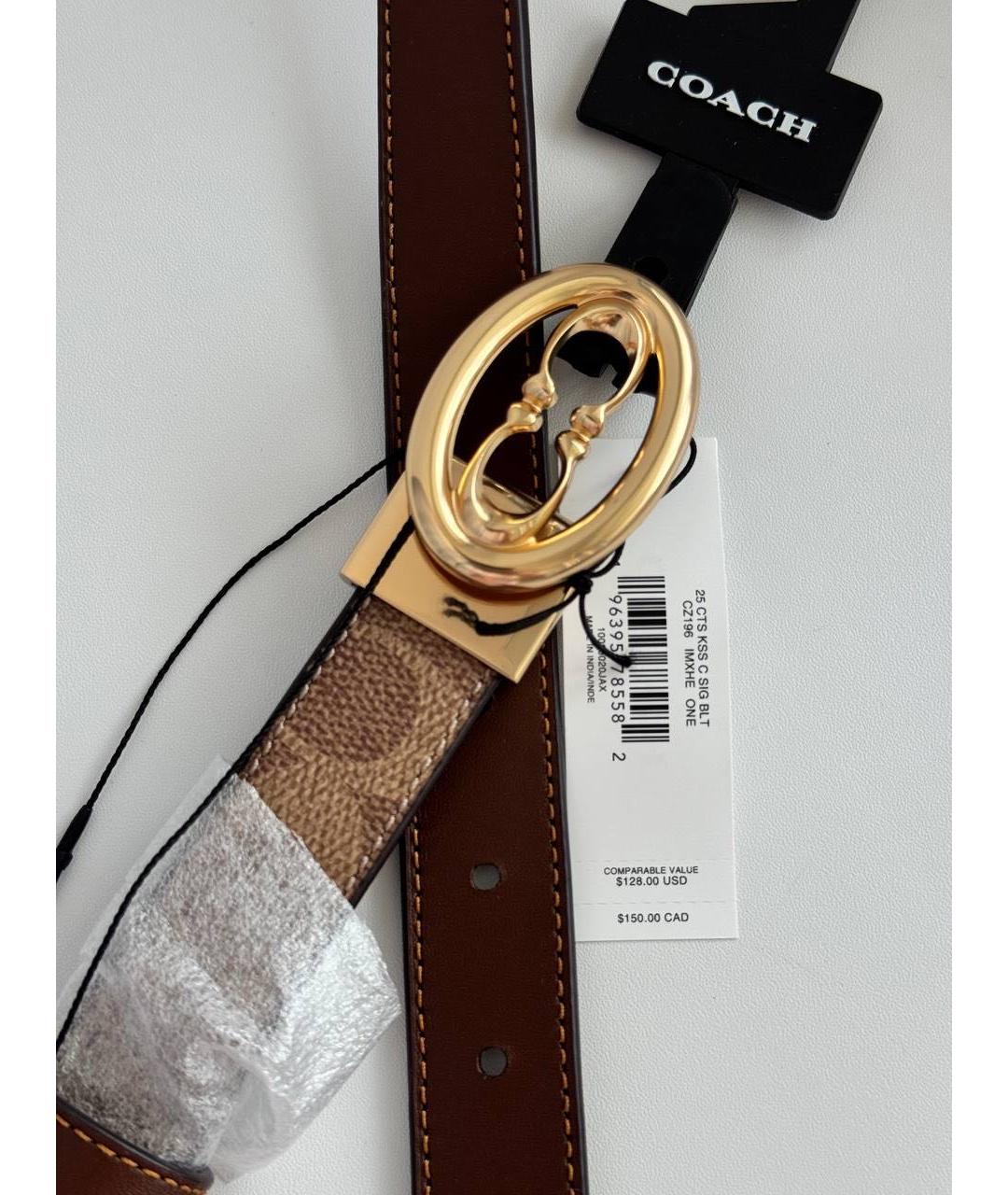 COACH Коричневый кожаный ремень, фото 6