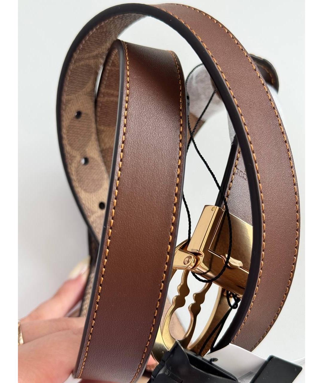 COACH Коричневый кожаный ремень, фото 8