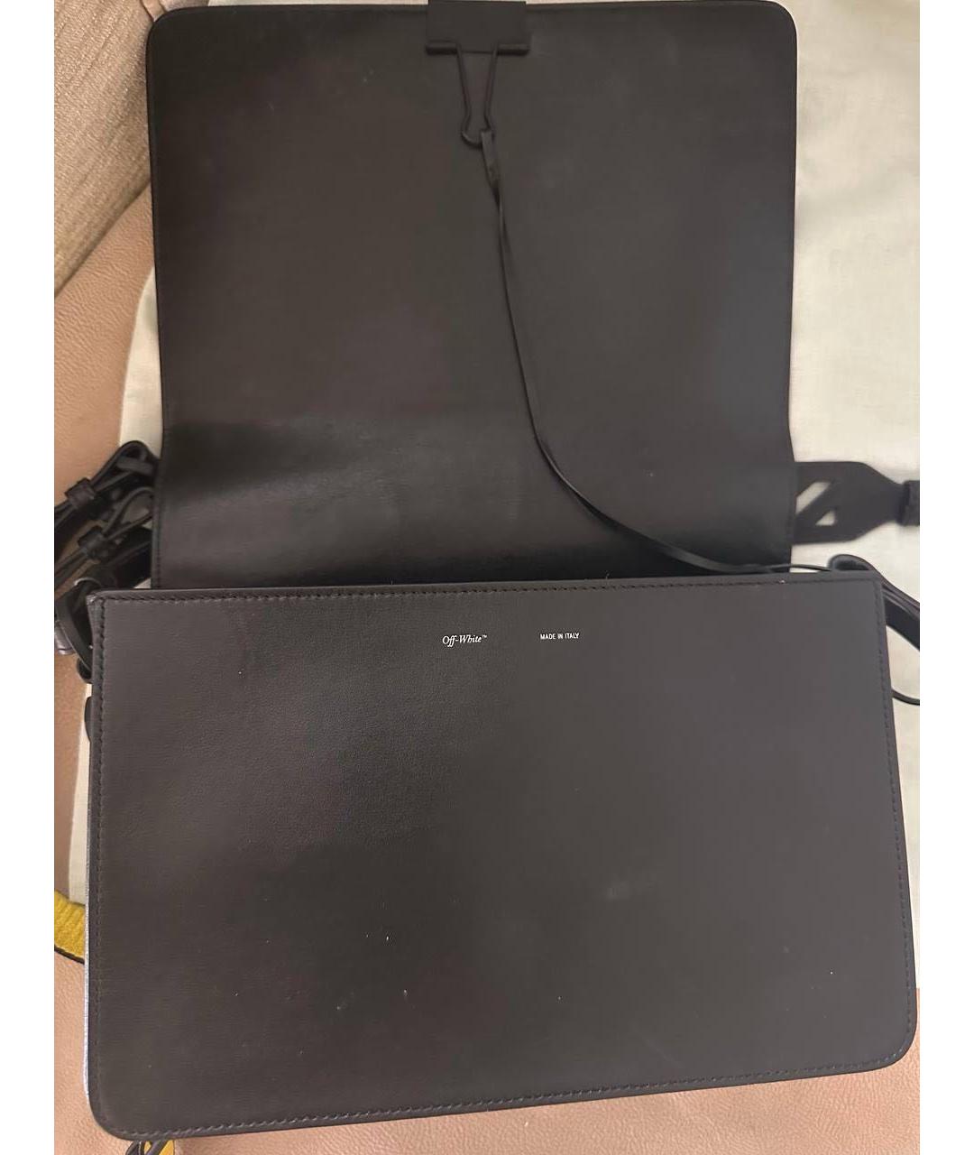 OFF-WHITE Черная кожаная сумка через плечо, фото 7