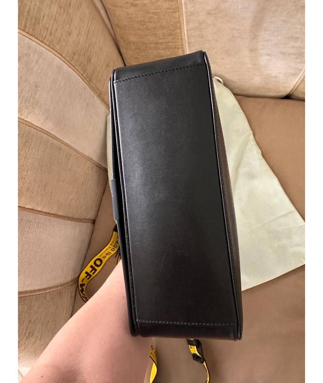 OFF-WHITE Черная кожаная сумка через плечо, фото 3