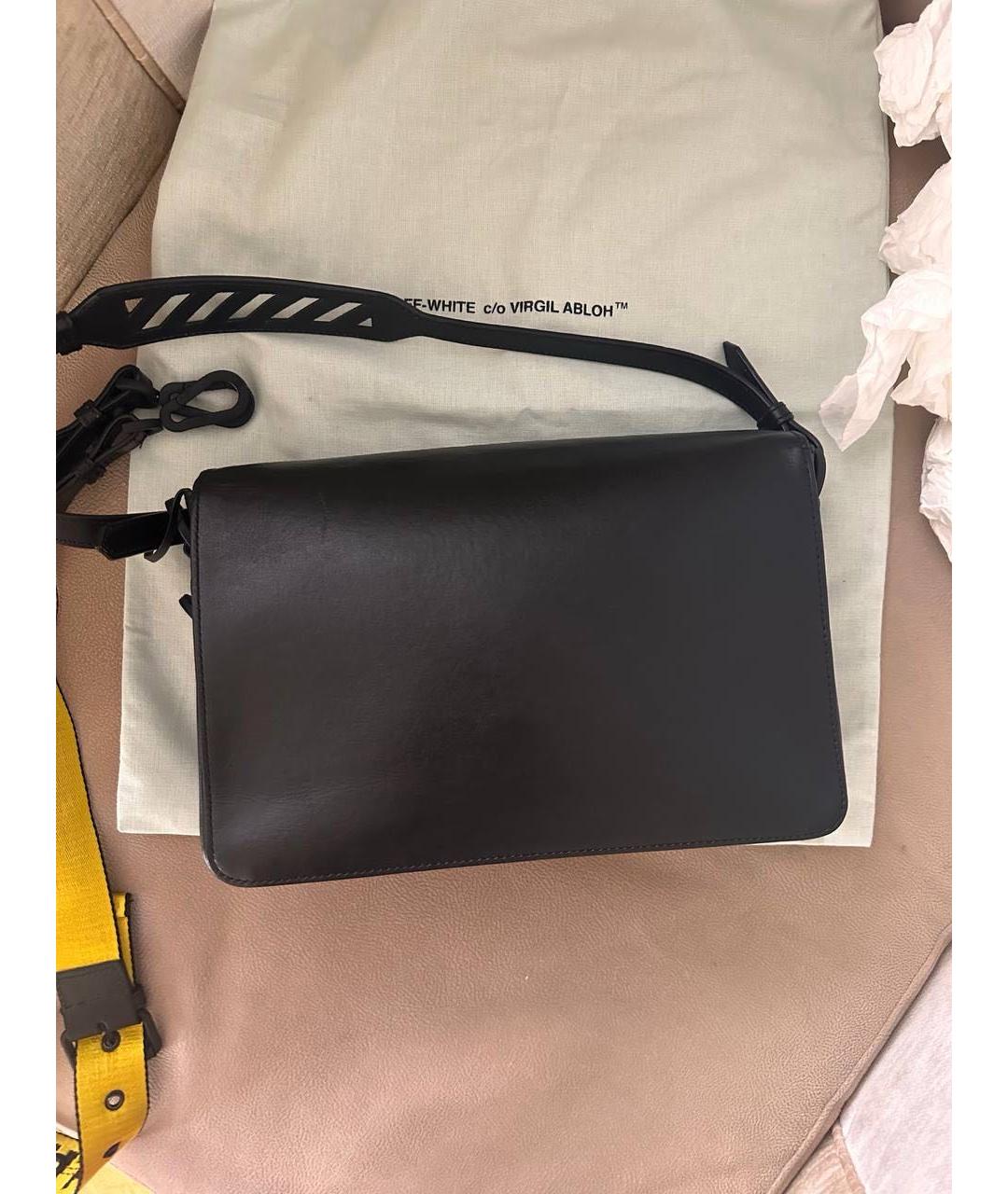 OFF-WHITE Черная кожаная сумка через плечо, фото 2