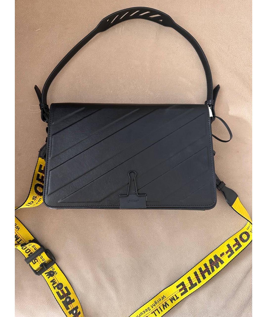 OFF-WHITE Черная кожаная сумка через плечо, фото 9