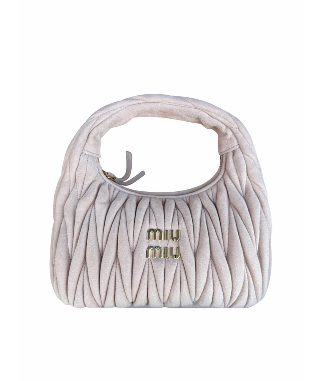 MIU MIU Розовая замшевая сумка с короткими ручками, фото 5