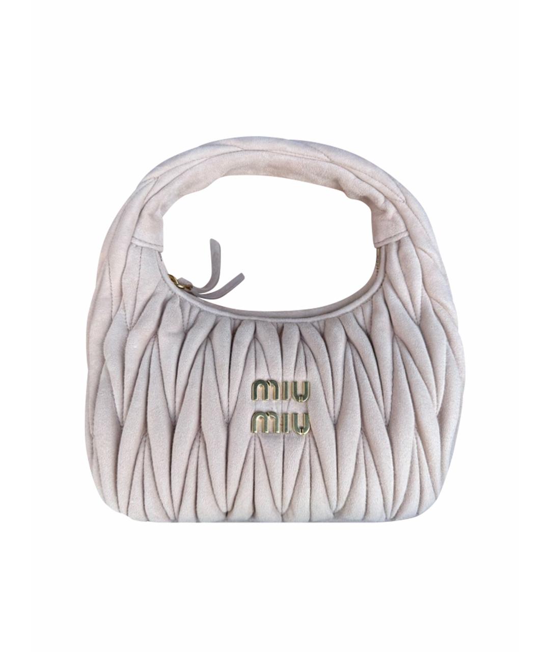 MIU MIU Розовая замшевая сумка с короткими ручками, фото 1