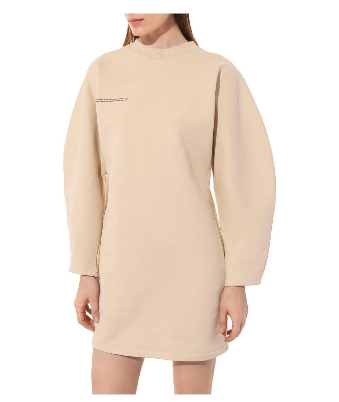 THE PANGAIA Бежевое хлопковое повседневное платье, фото 6