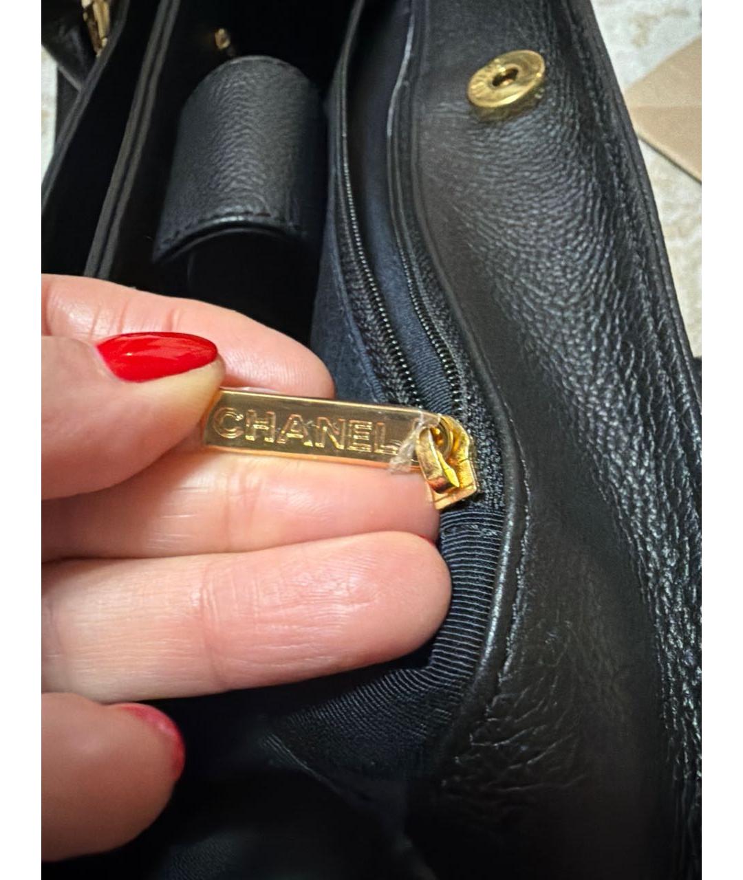 CHANEL Черная кожаная сумка тоут, фото 7