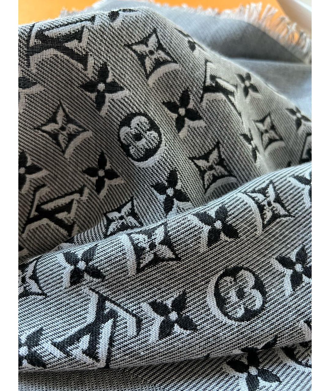 LOUIS VUITTON Серый хлопковый платок, фото 7