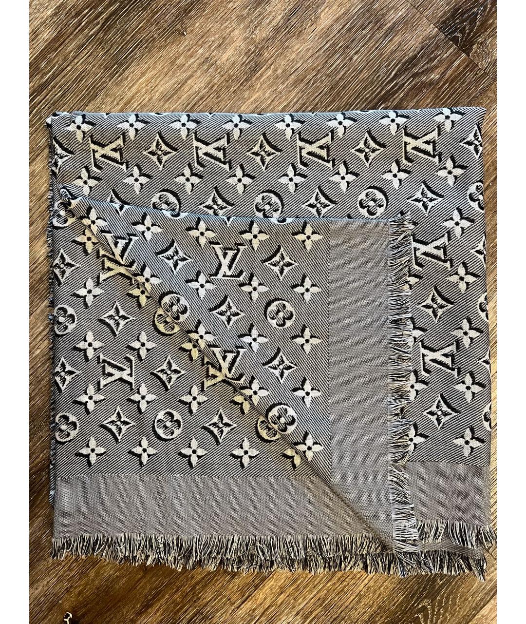 LOUIS VUITTON Серый хлопковый платок, фото 9