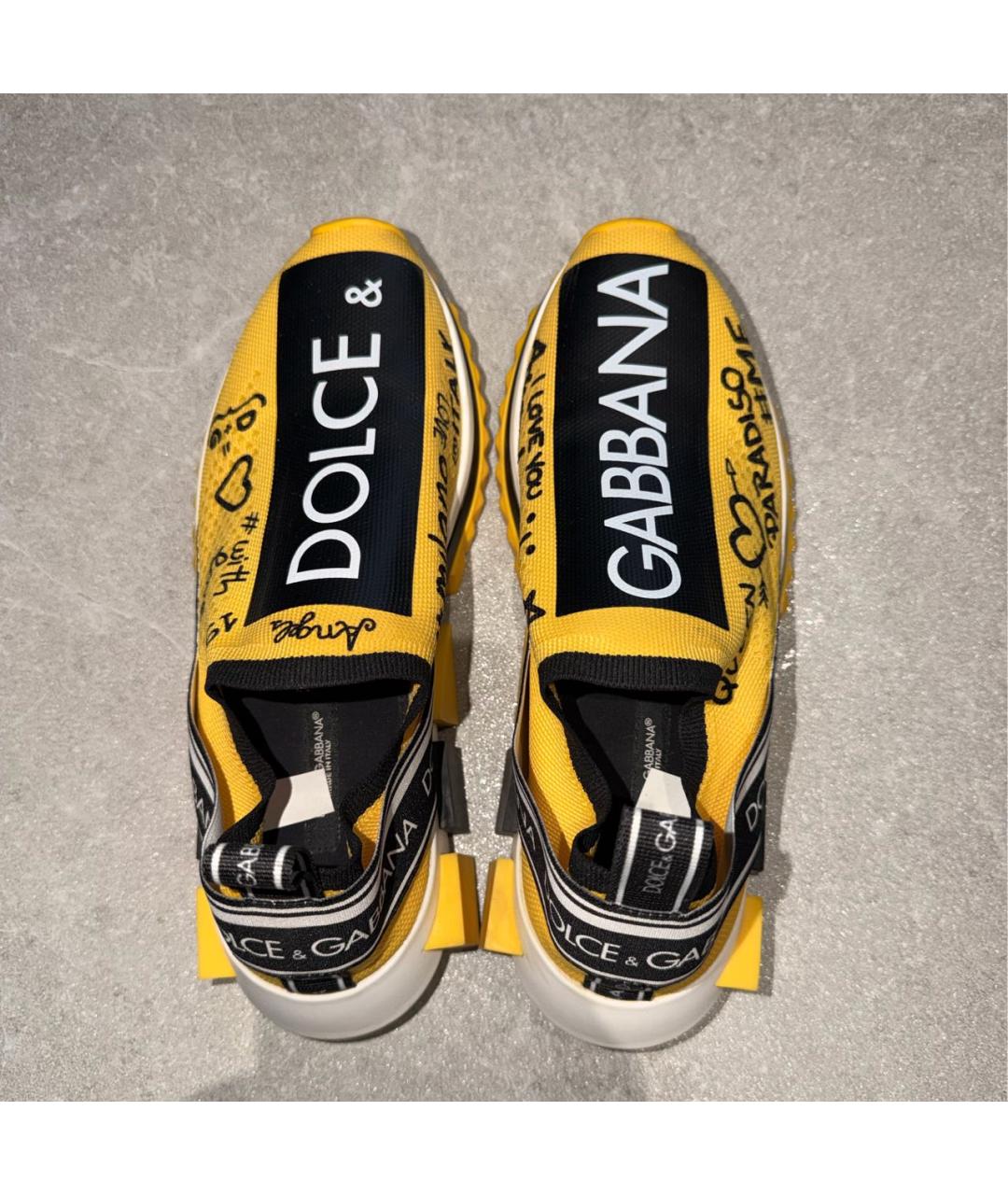 DOLCE&GABBANA Желтые текстильные кроссовки, фото 3