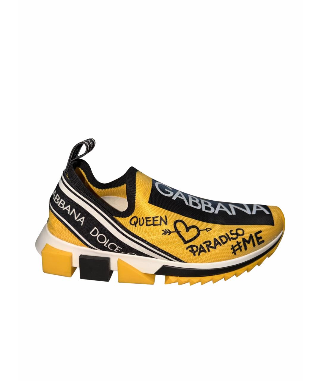 DOLCE&GABBANA Желтые текстильные кроссовки, фото 1