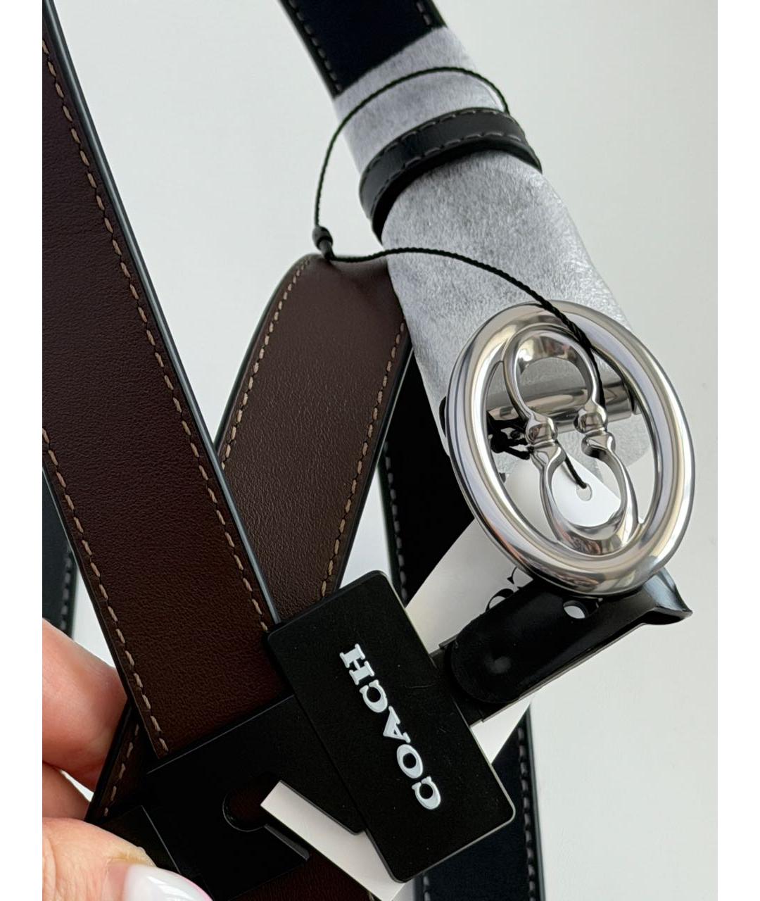 COACH Черный кожаный ремень, фото 8