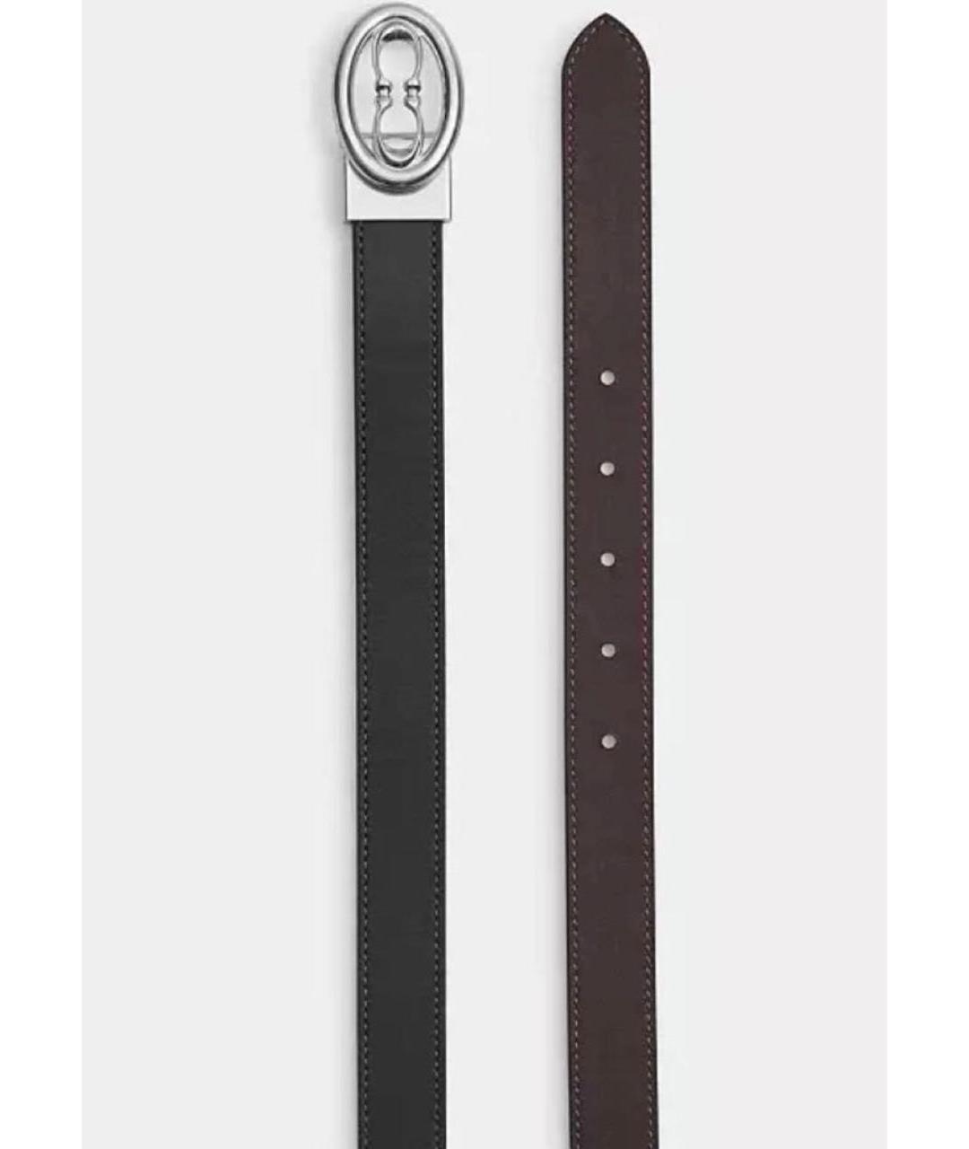 COACH Черный кожаный ремень, фото 5