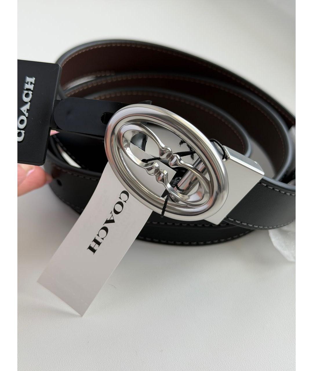 COACH Черный кожаный ремень, фото 4