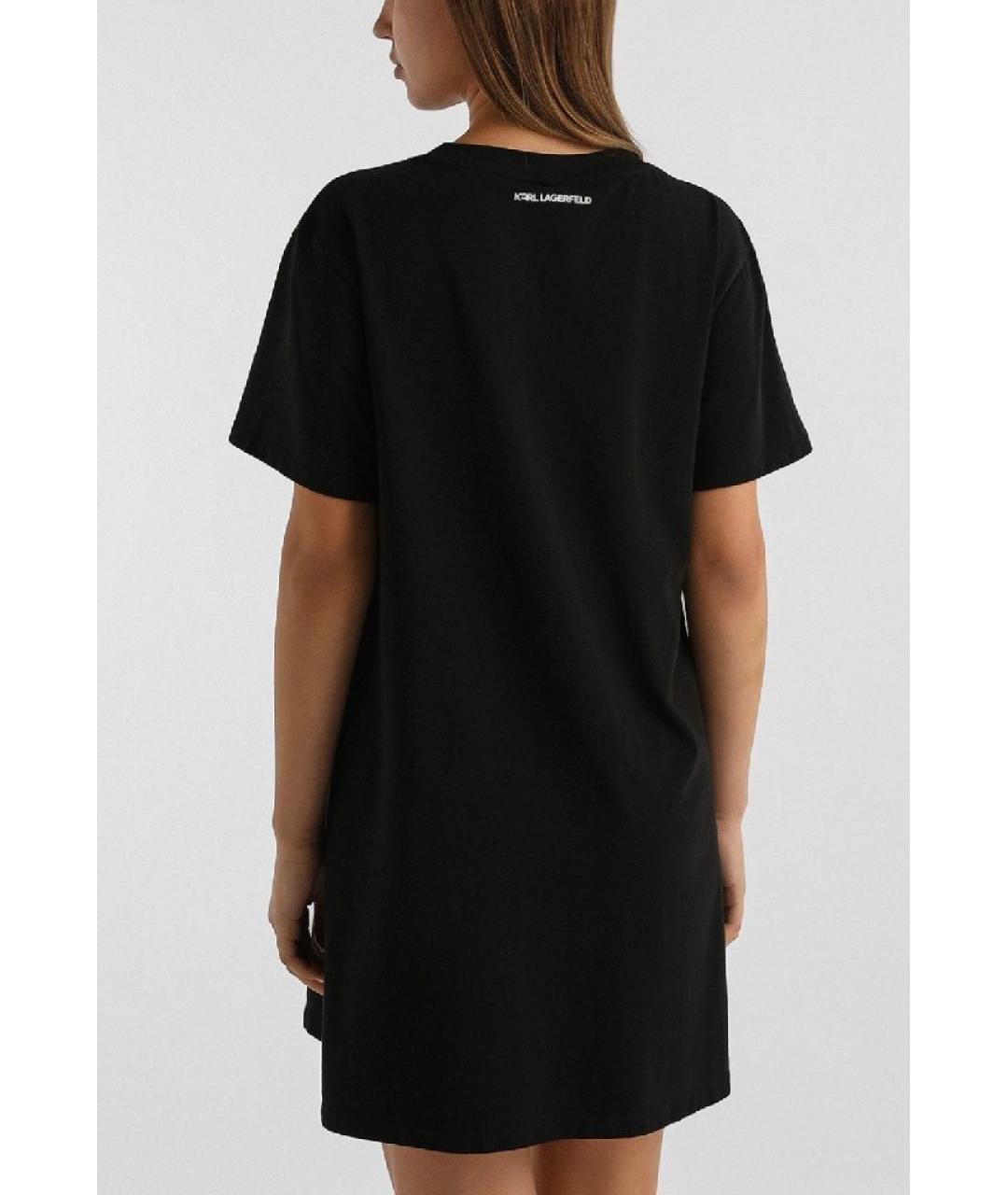KARL LAGERFELD Черное хлопко-эластановое повседневное платье, фото 3