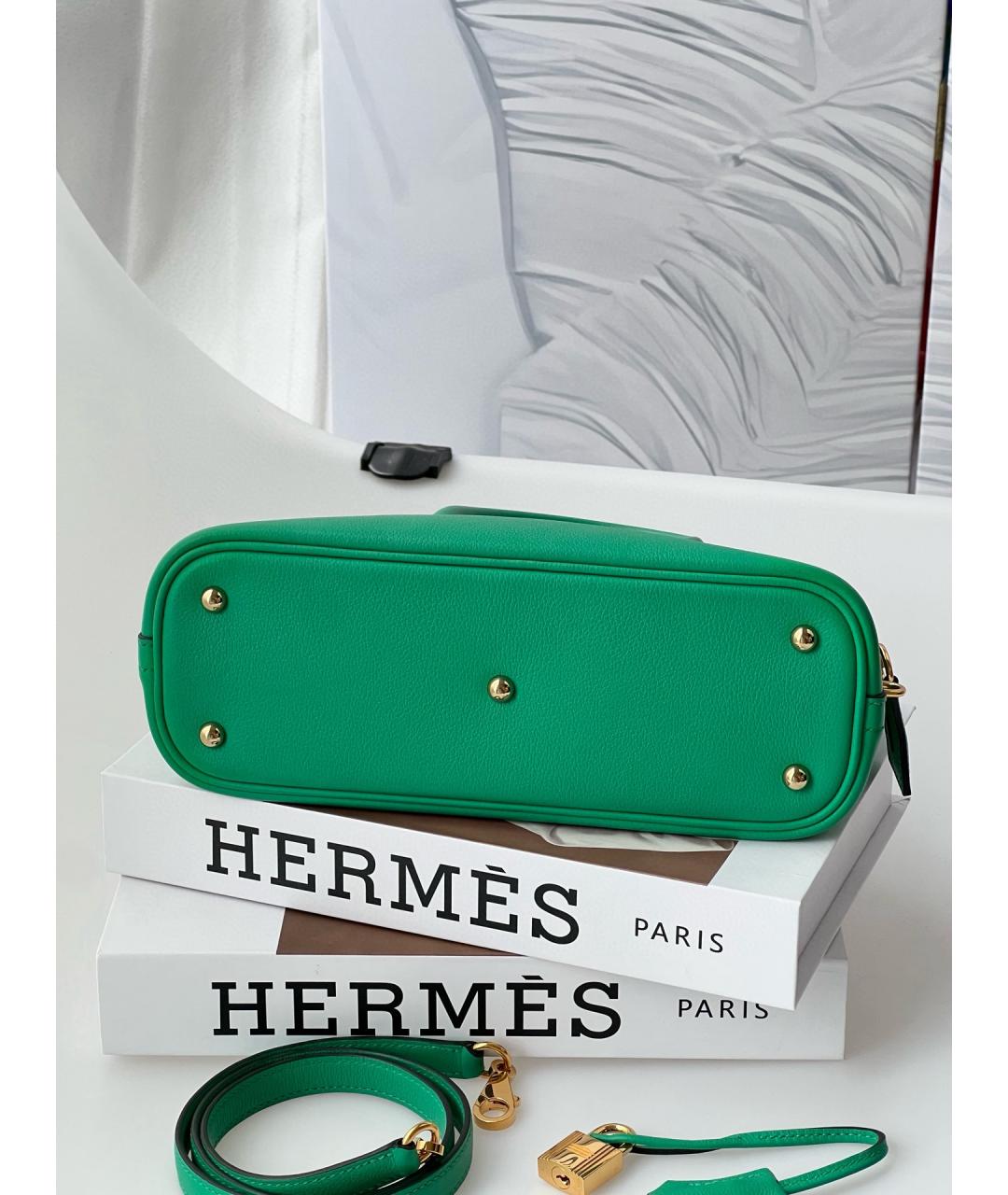 HERMES Зеленая кожаная сумка тоут, фото 5