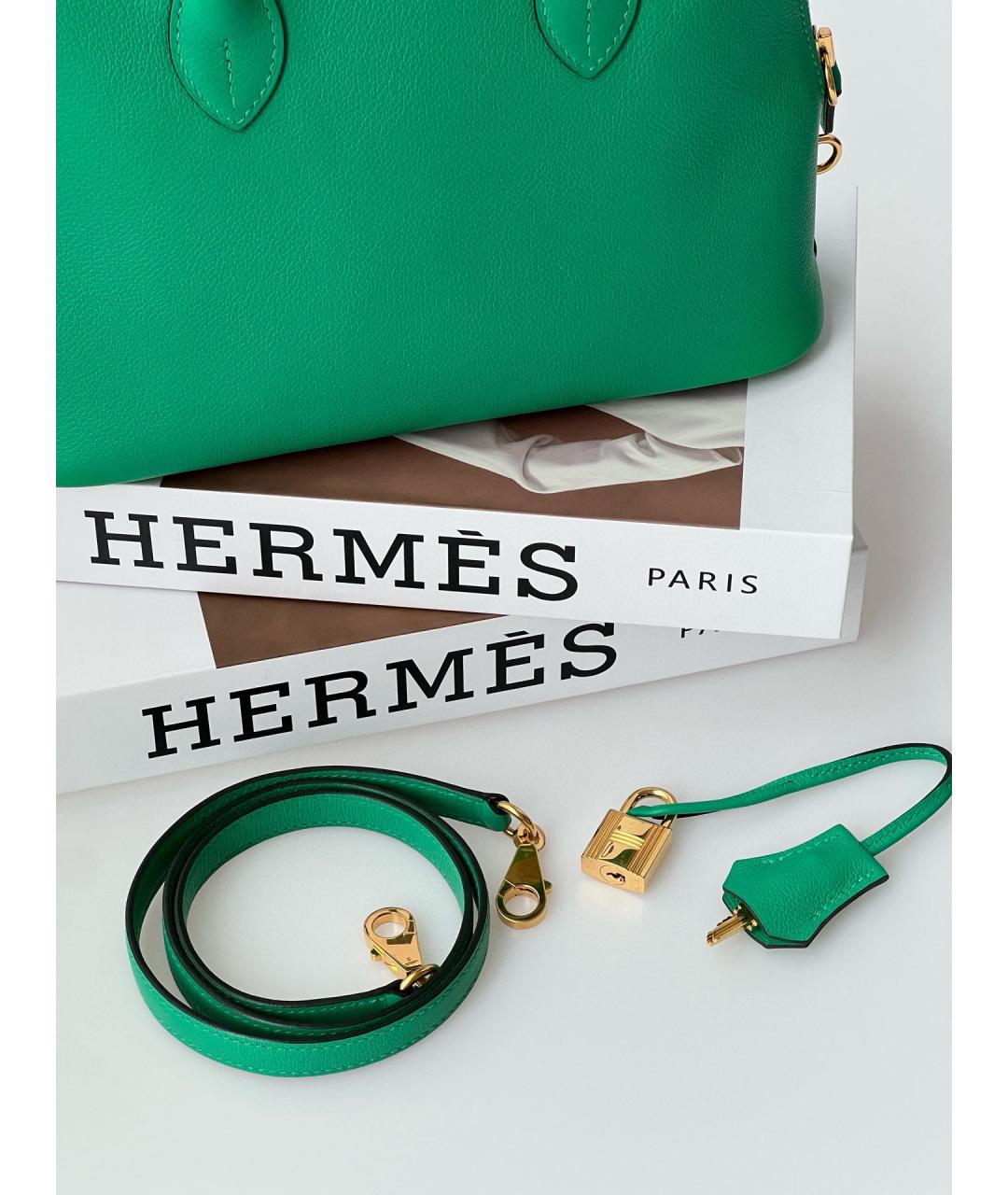 HERMES Зеленая кожаная сумка тоут, фото 7