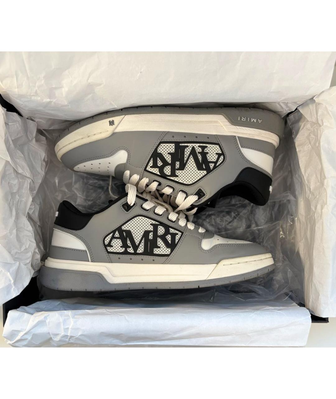 AMIRI Серые низкие кроссовки / кеды из искусственной кожи, фото 5