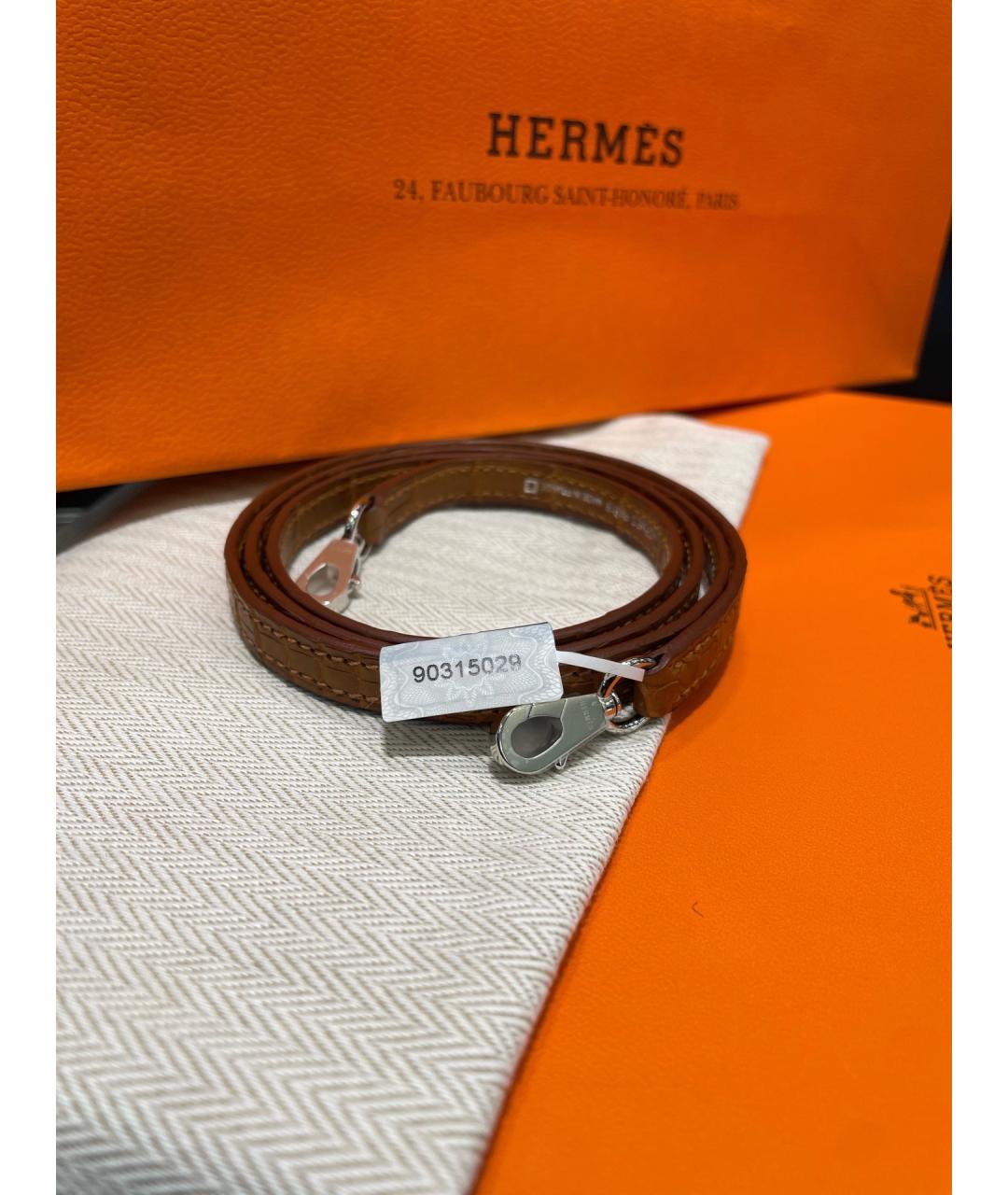 HERMES Коричневая сумка с короткими ручками из экзотической кожи, фото 5