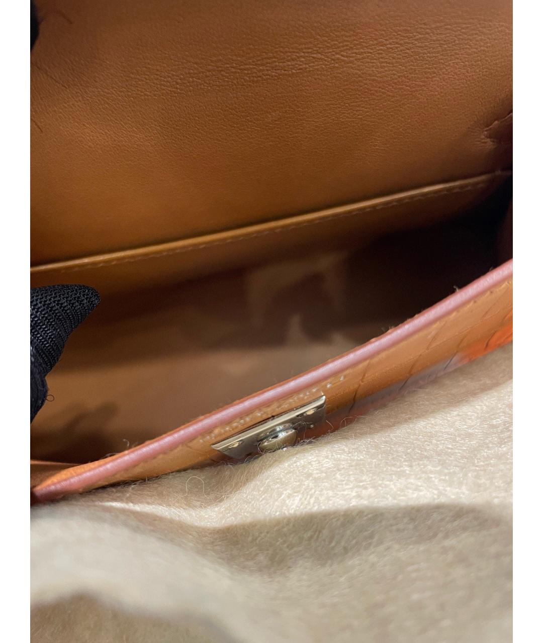 HERMES Коричневая сумка с короткими ручками из экзотической кожи, фото 8