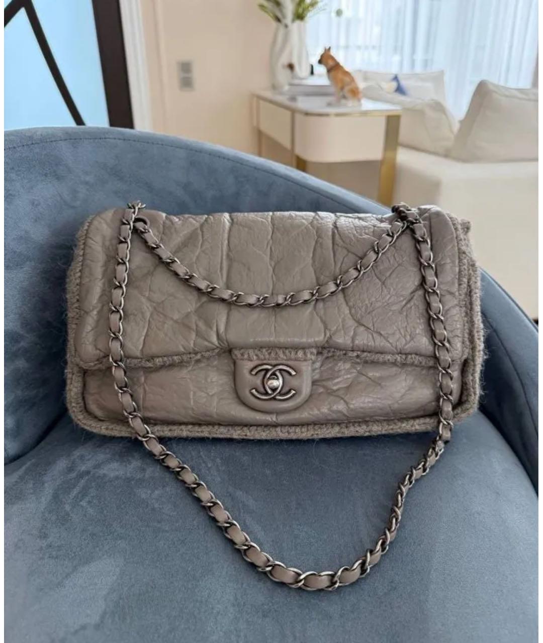 CHANEL Серая кожаная сумка через плечо, фото 8