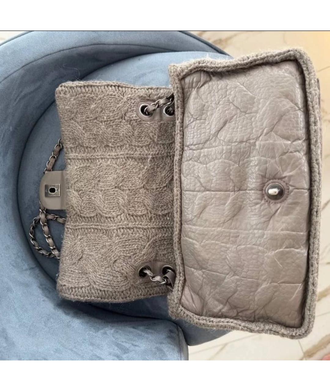 CHANEL Серая кожаная сумка через плечо, фото 4