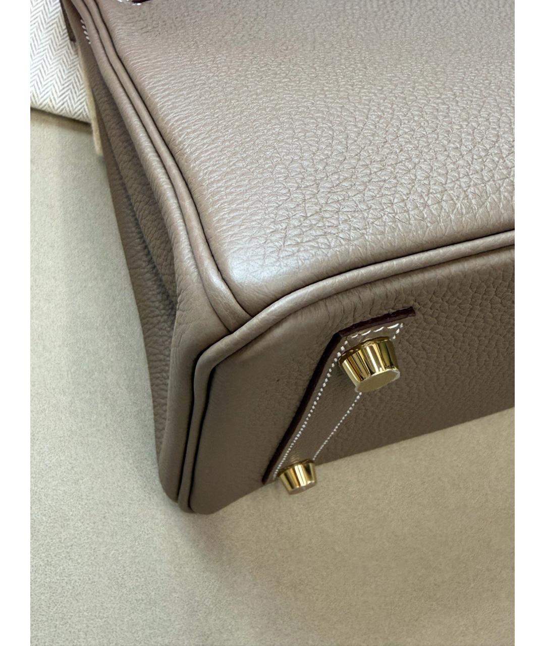 HERMES Серая кожаная сумка с короткими ручками, фото 8