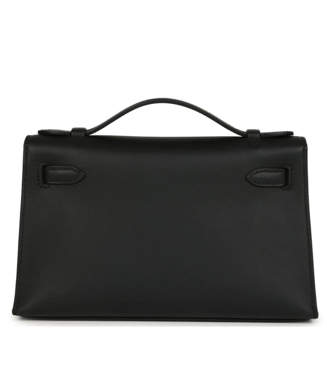 HERMES Черная кожаная сумка с короткими ручками, фото 2