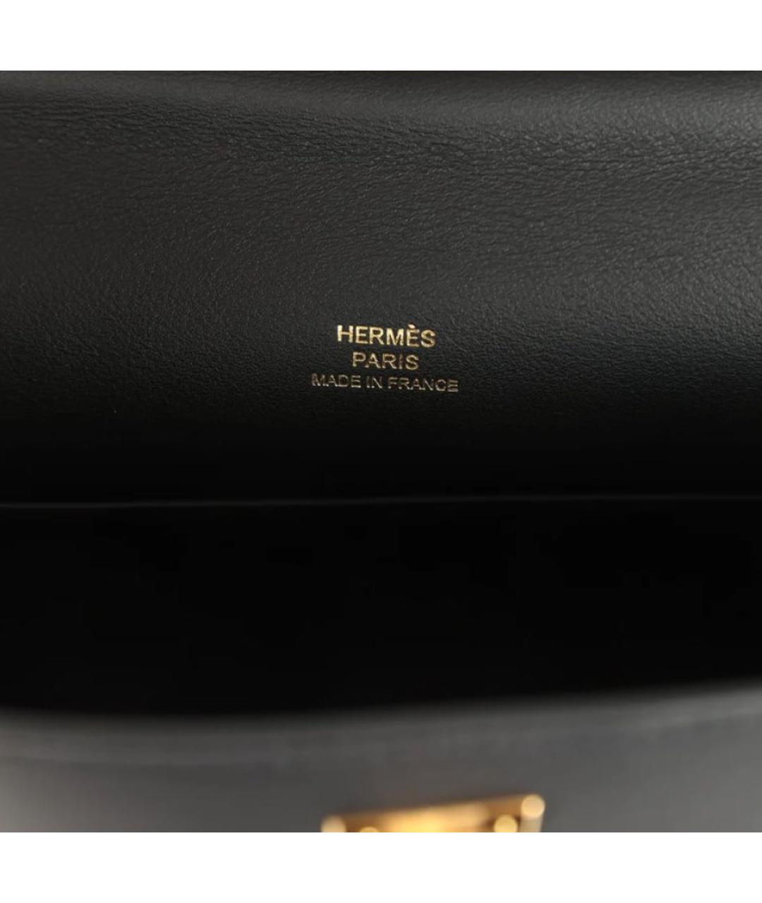 HERMES Черная кожаная сумка с короткими ручками, фото 3