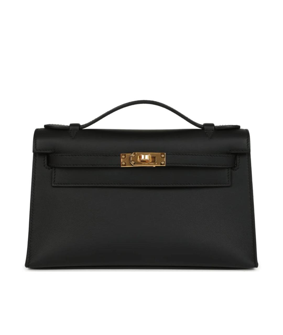 HERMES Черная кожаная сумка с короткими ручками, фото 7