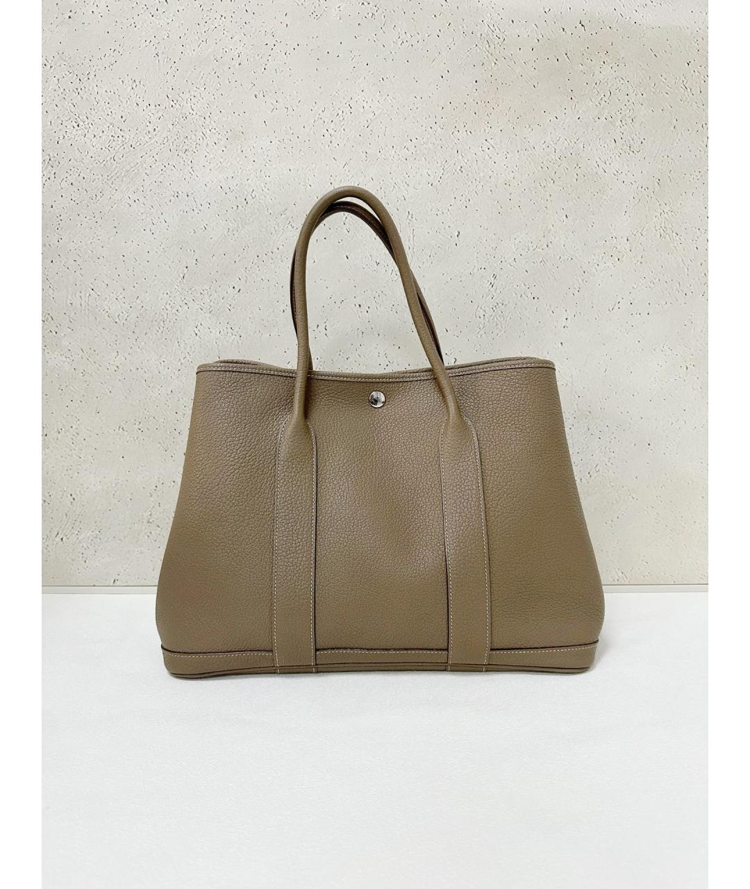 HERMES Серая кожаная сумка тоут, фото 2