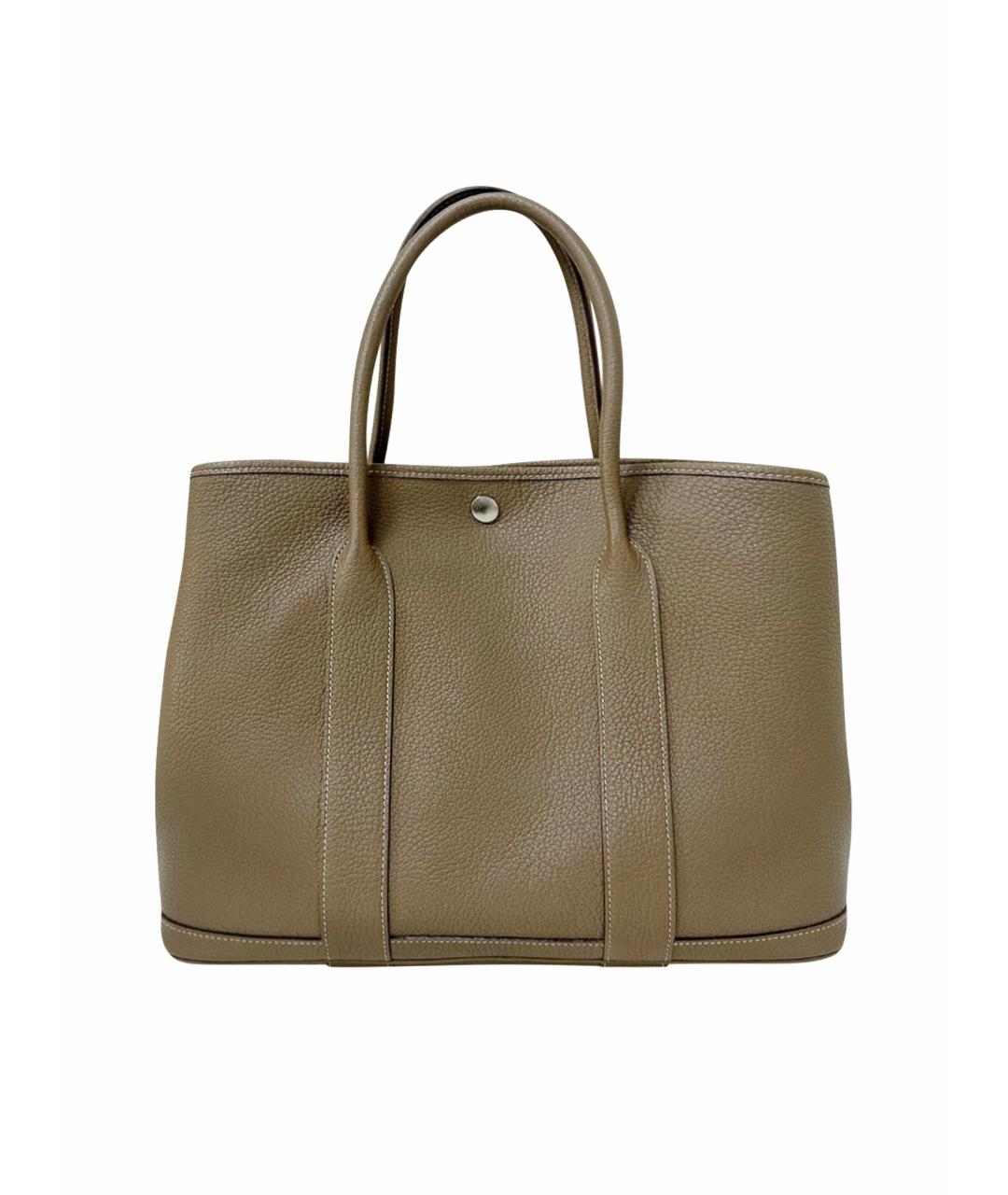 HERMES Серая кожаная сумка тоут, фото 1